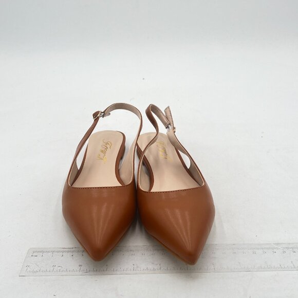 FOWT Brown Pointed Toe Backless Slingbacks Pump Walking Office School Shoes - Picture 2 of 7